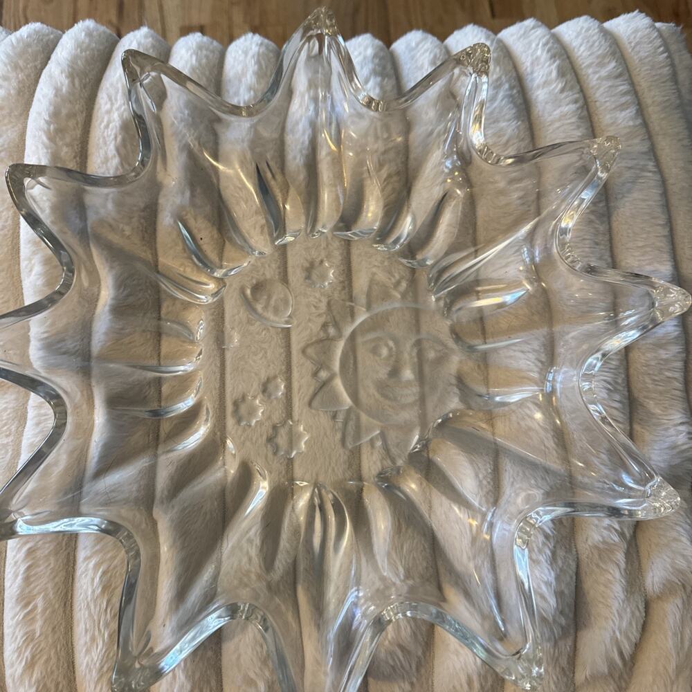 Celestial Studio Nova Heavens Gate Crystal 14” Serving Platter Sun Moon Stars